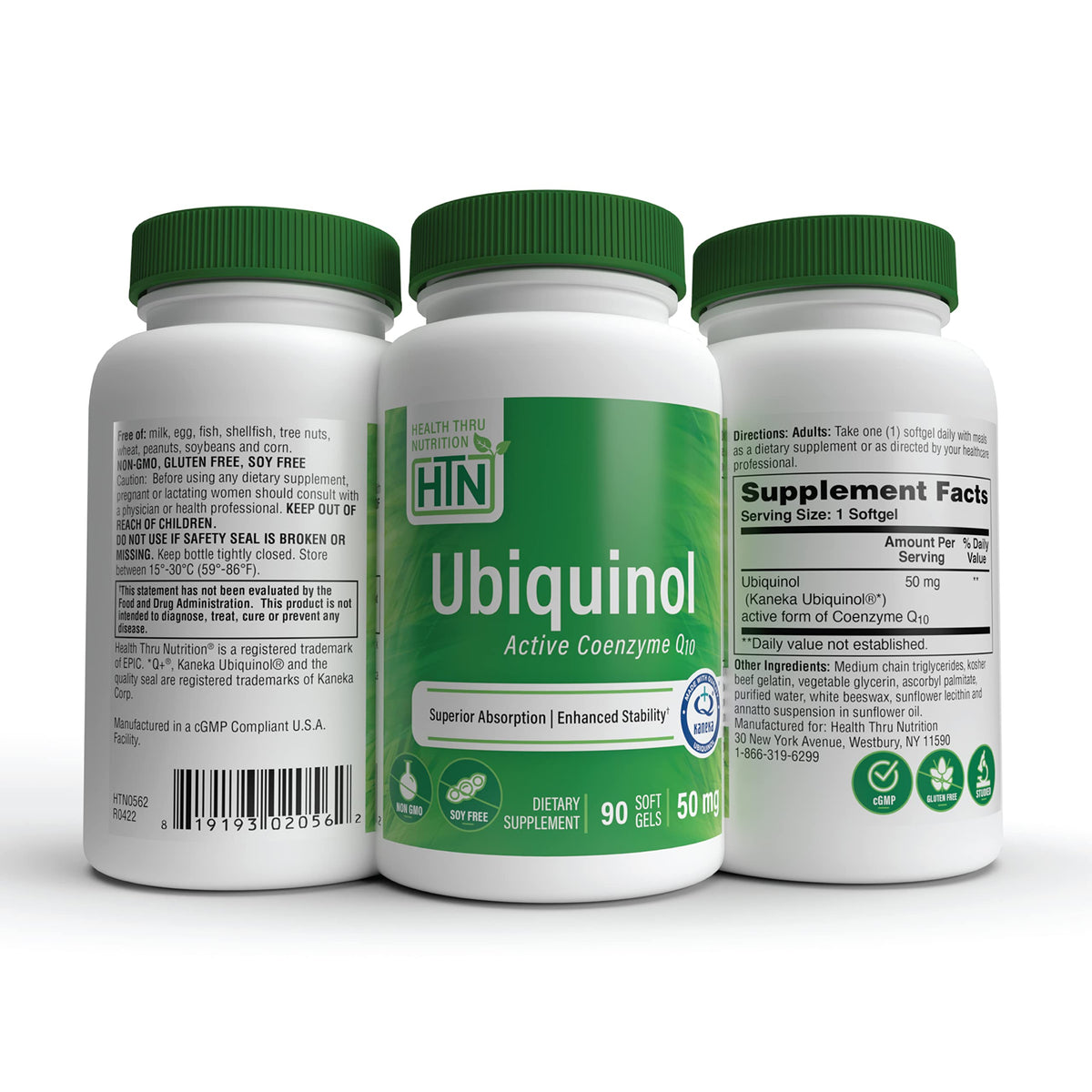 Health Thru Nutrition Ubiquinol 50mg avec fond naturel