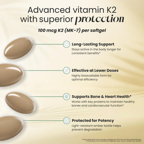 HealthA2Z Vitamine D3 + K2 avec étiquettes nutritionnelles
