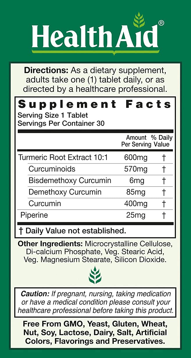 HealthAid Curcumin Complex packaging and label