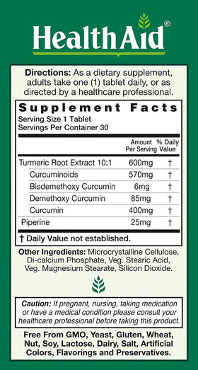 HealthAid Curcumin Complex packaging and label