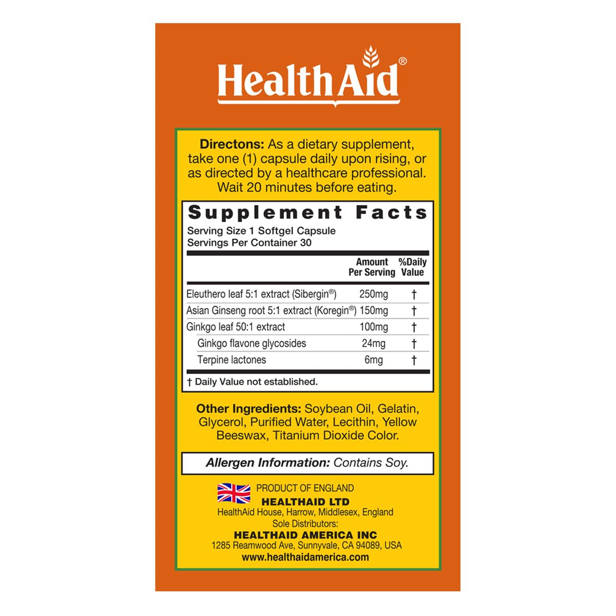 HealthAid Ginkgo Vital 3 gelules on a wooden table