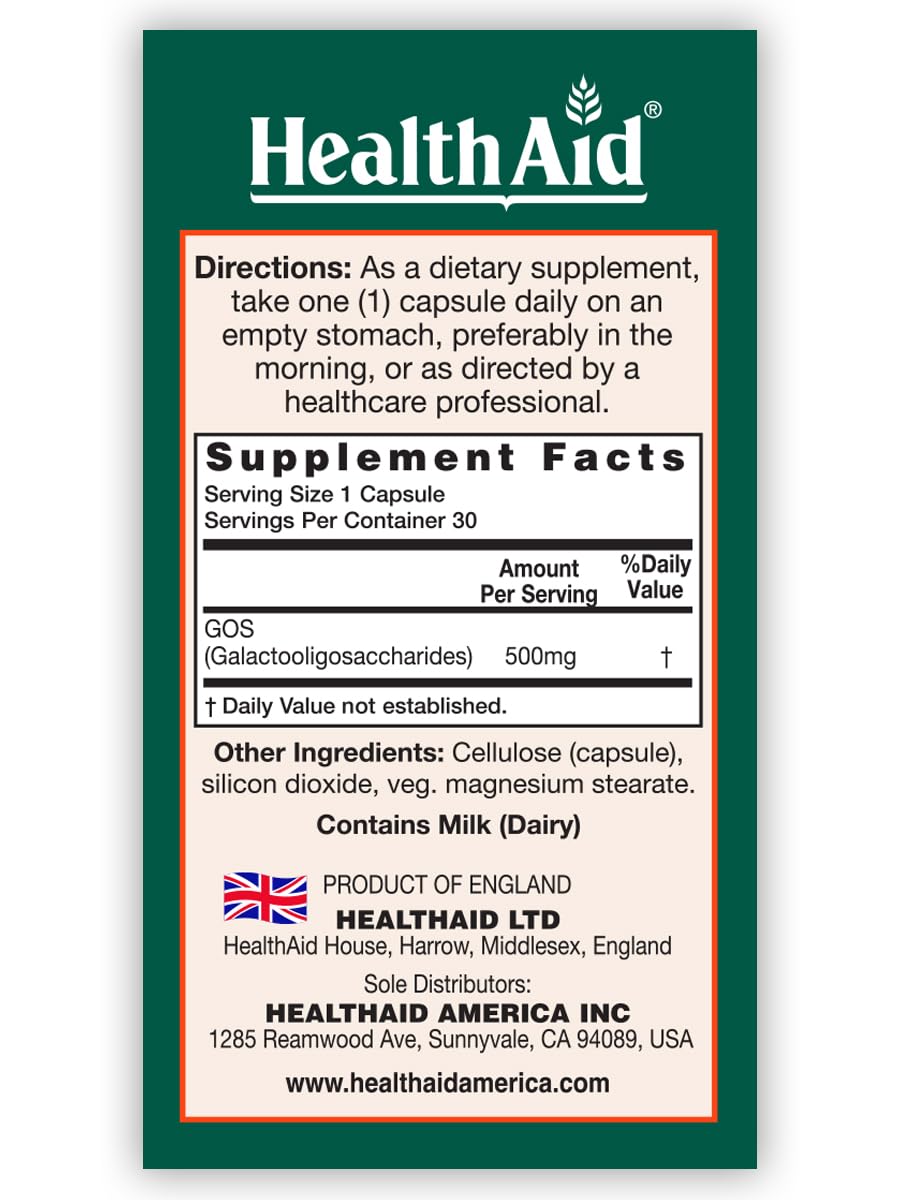 HealthAid GOSPrebio capsules végétariennes vue de côté