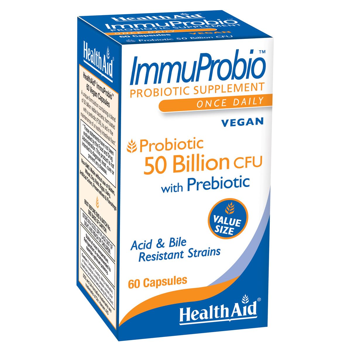 HealthAid ImmuProbio 50 Milliards CFU Probiotique boîte avant