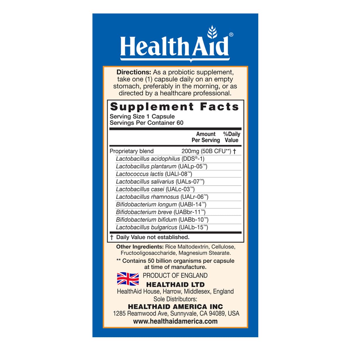 HealthAid ImmuProbio 50 Milliards CFU Probiotique capsules