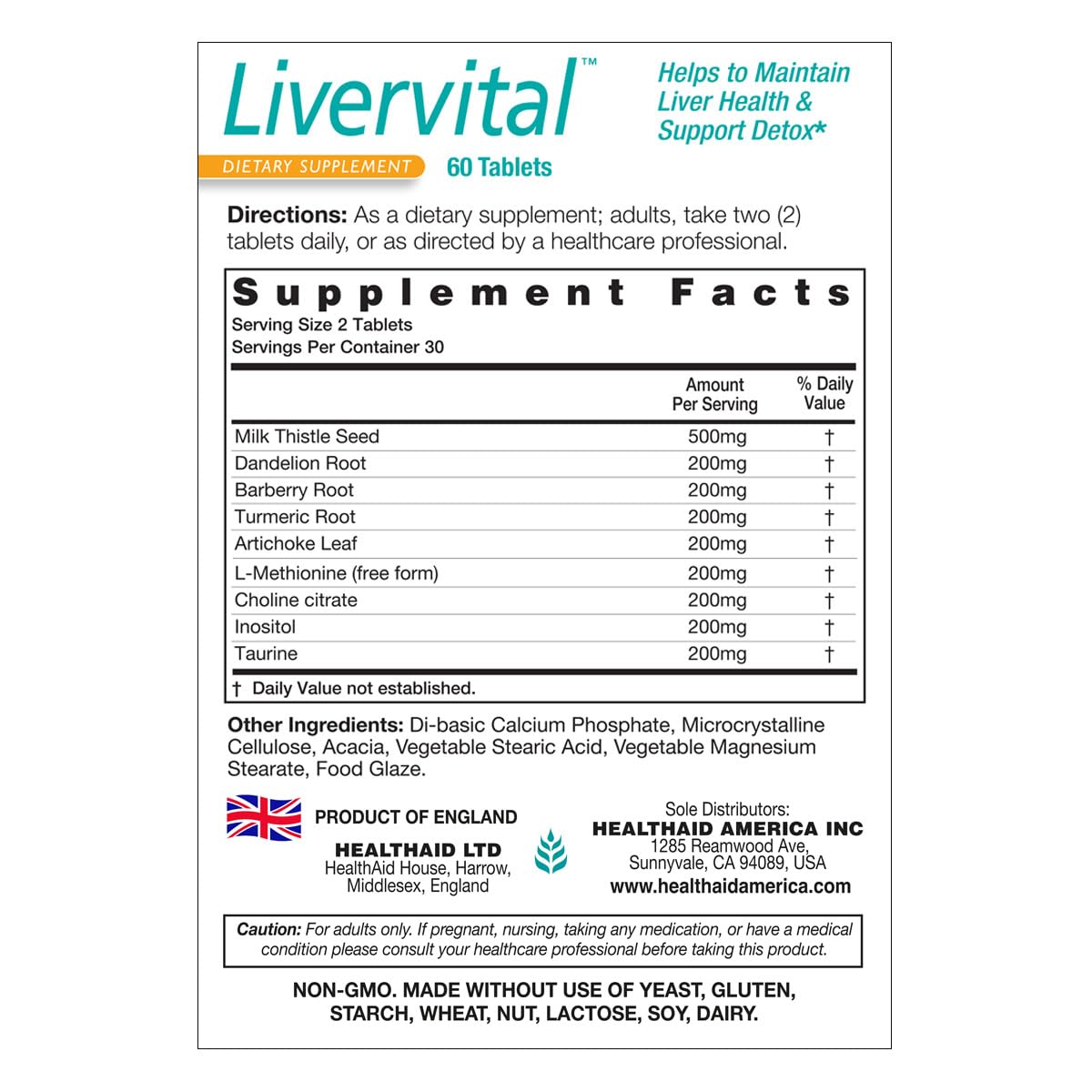 HealthAid LiverVital comprimés, vue de dessus