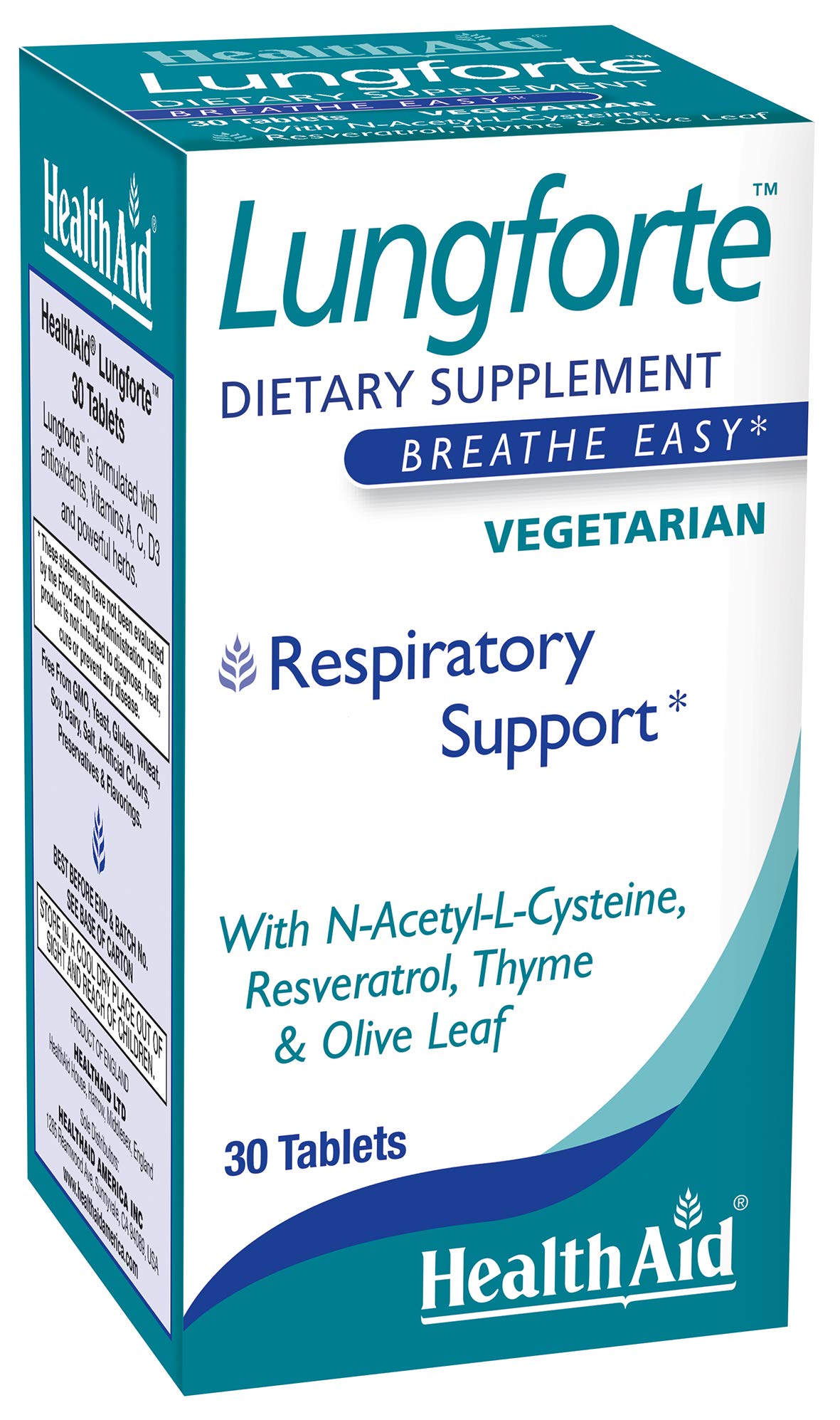 HealthAid LungForte 30 comprimés boîte vue de face