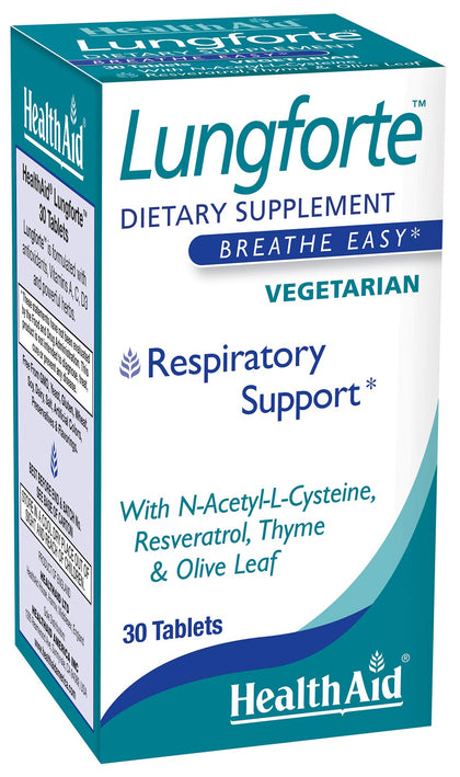 HealthAid LungForte 30 comprimés boîte vue de face