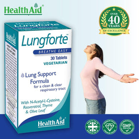 HealthAid LungForte comprimés à l'intérieur de la boîte