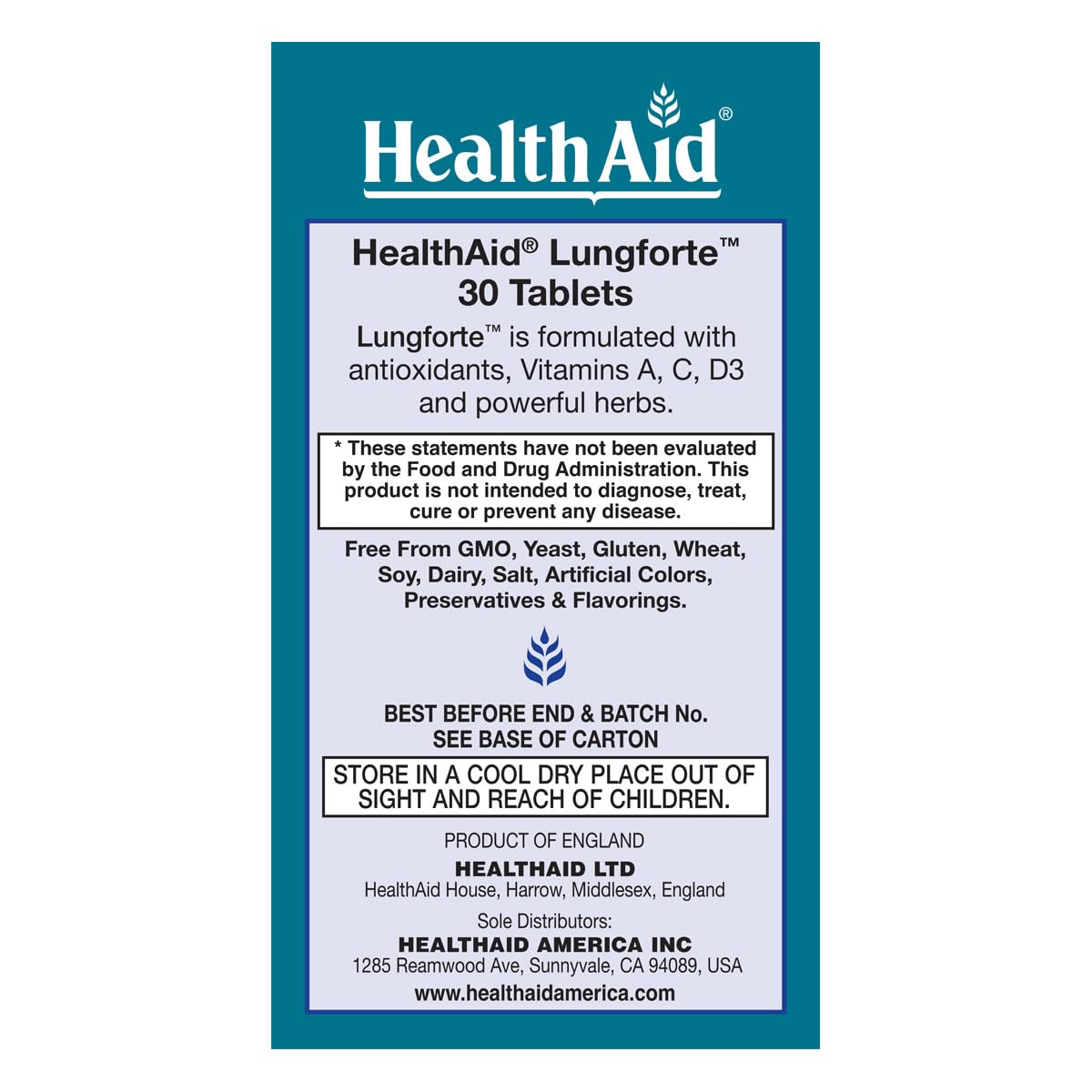 HealthAid LungForte comprimés avec un verre d'eau