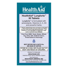 HealthAid LungForte comprimés avec un verre d'eau