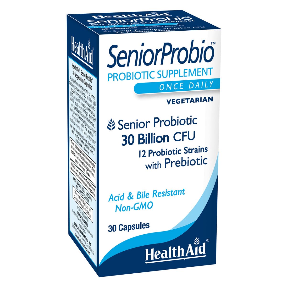 HealthAid SeniorProbio 30 capsules végétariennes vue de face