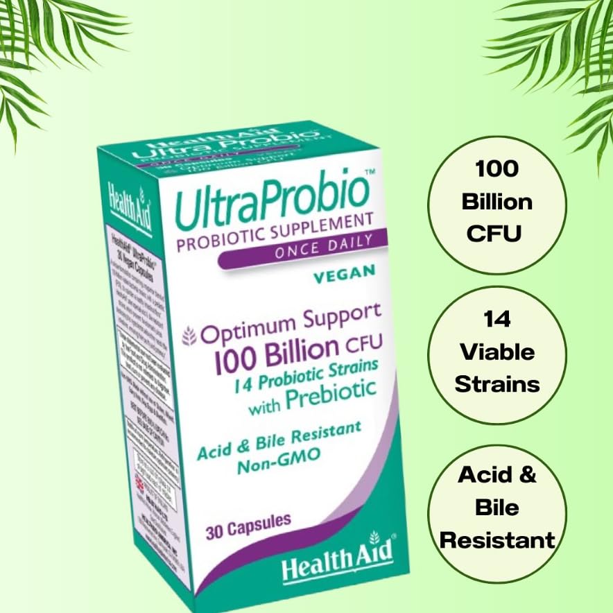 HealthAid UltraProbio 100 Milliards 30 Capsules - vue arrière