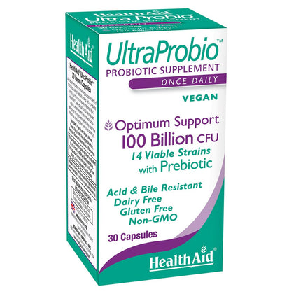 HealthAid UltraProbio 100 Milliards 30 Capsules - vue de face