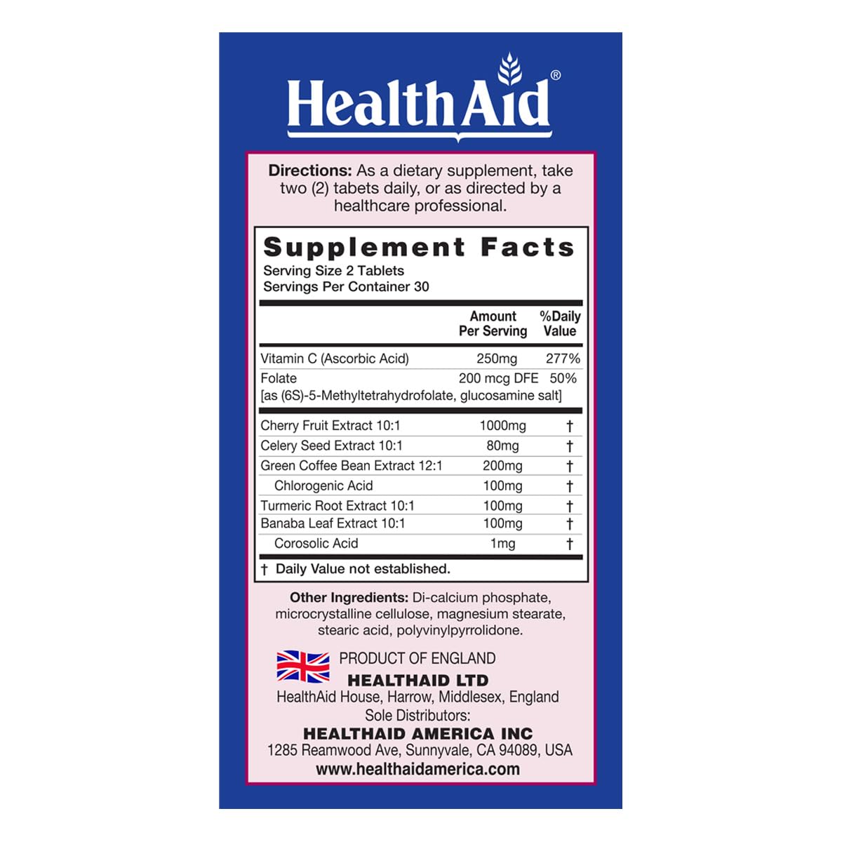HealthAid Uriprinol tablette sur une surface blanche