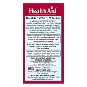 HealthAid V-Vein ouvert avec capsules sur une surface blanche
