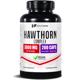 Healthfare Complément Alimentaire Baies d'Aubépine 3000mg vue avant du flacon