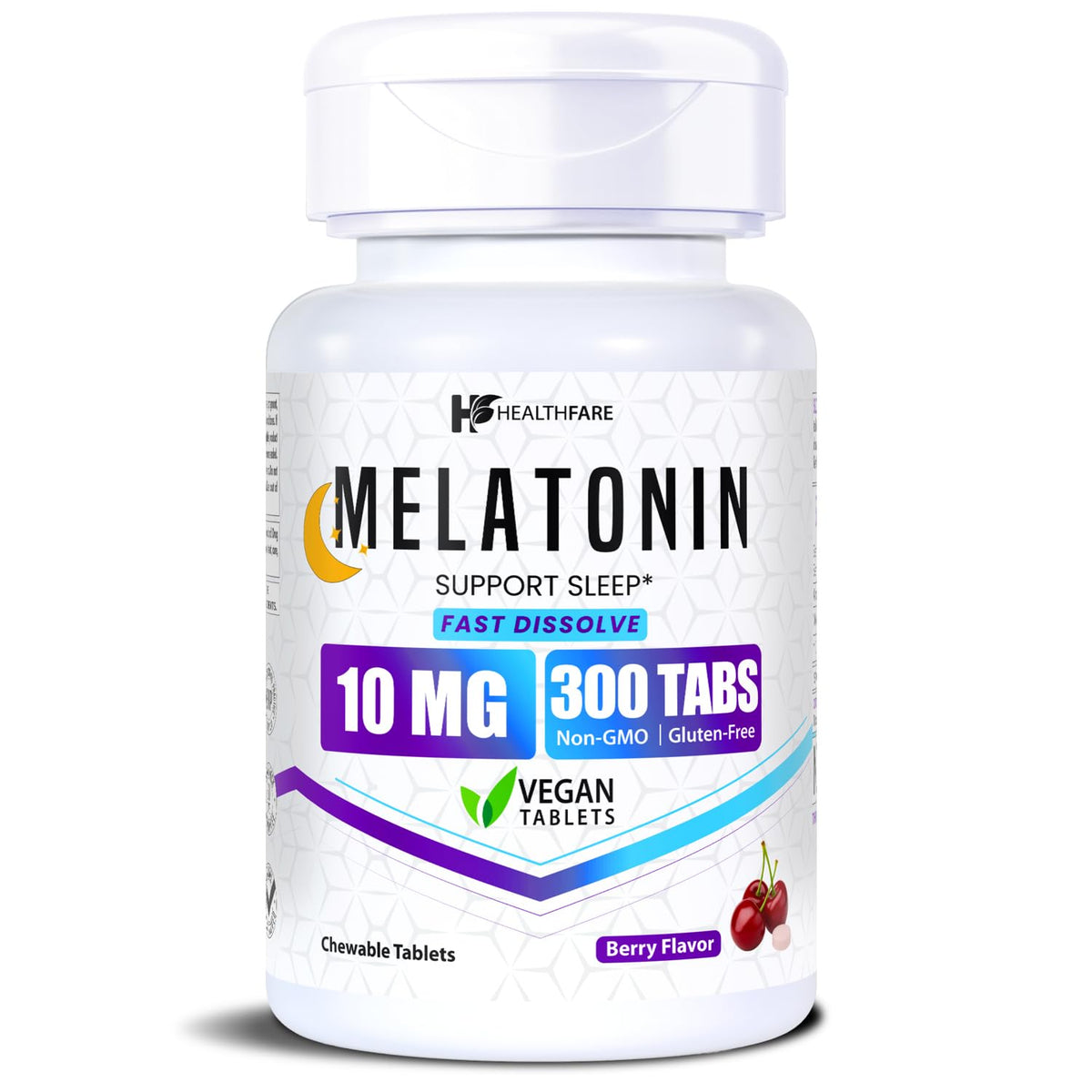 Healthfare Melatonine 10mg 300 comprimés à dissolution rapide, vue de face