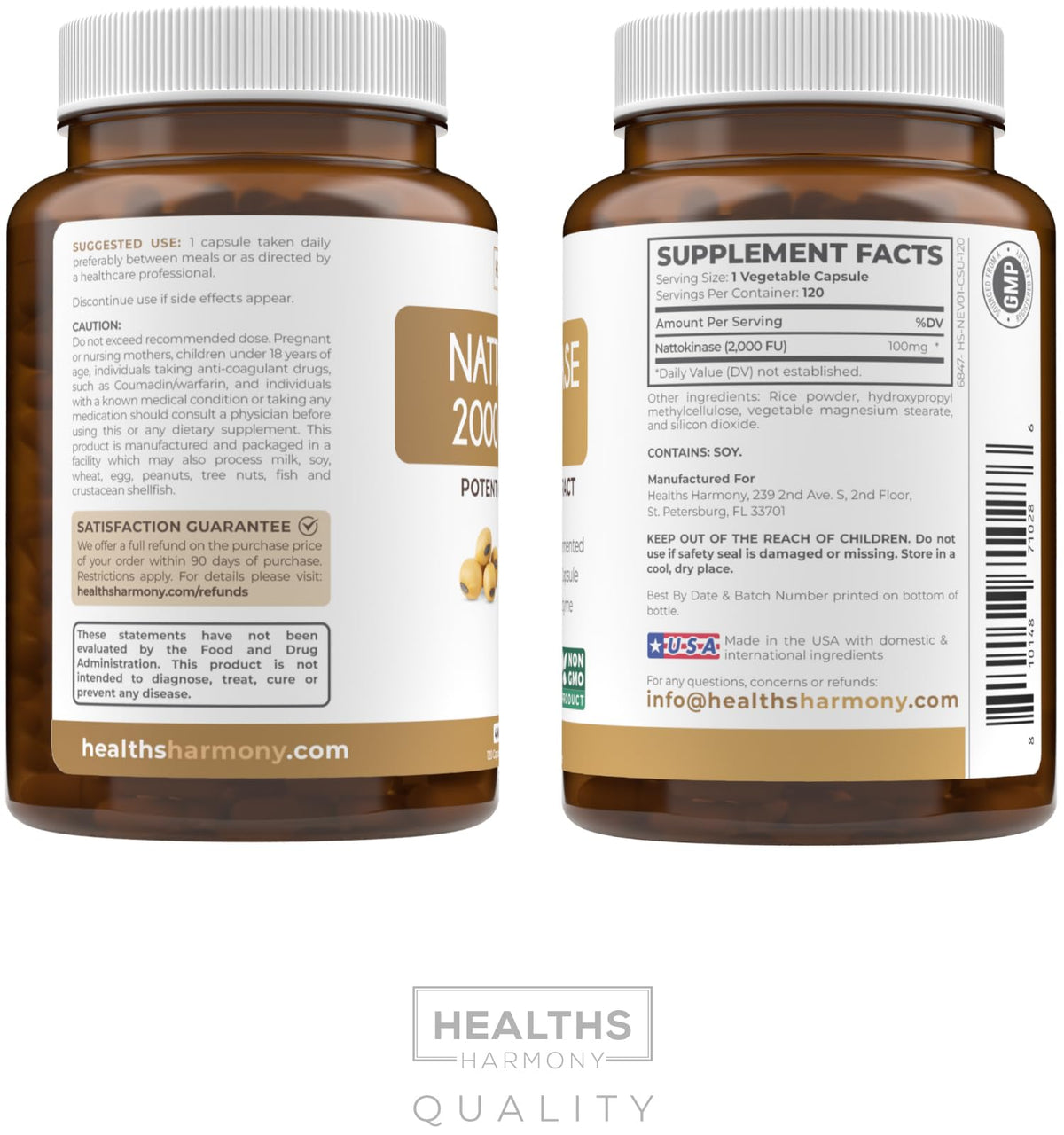 Healths Harmony Nattokinase 2000 FU, mise en scène sur une table