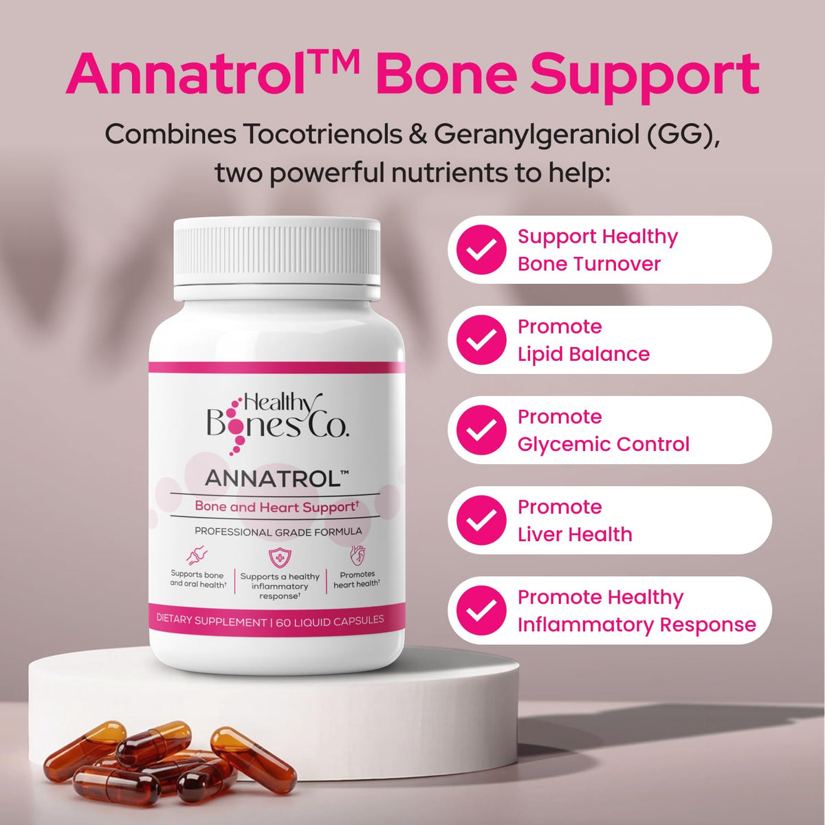 Healthy Bones Co. Annatrol 60cps ouvert avec gélules visibles