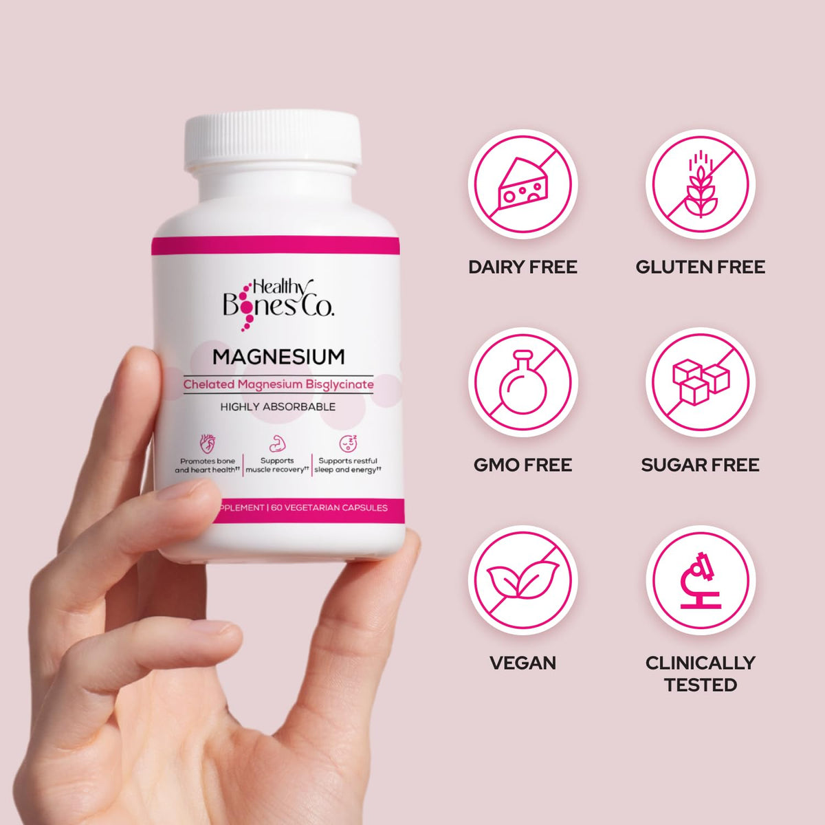 Healthy Bones Co. Complément de Magnésium Glycinate avec autres compléments alimentaires