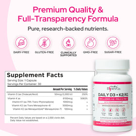 Healthy Bones Co. D3 K2 2000 IU capsules side view