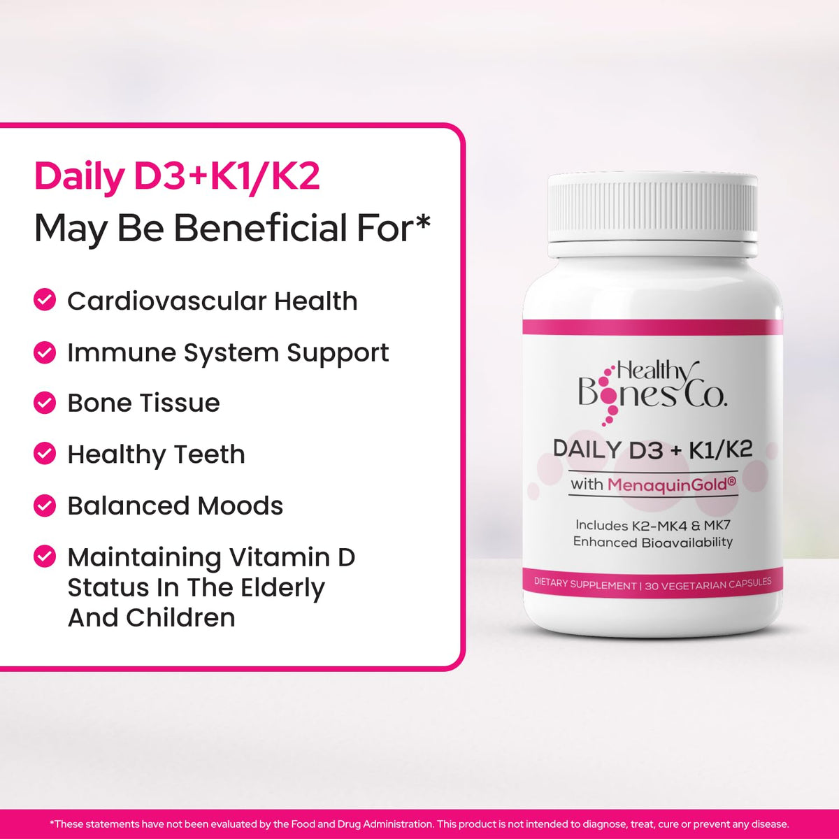 Healthy Bones Co. D3 K2 2000 IU packaging