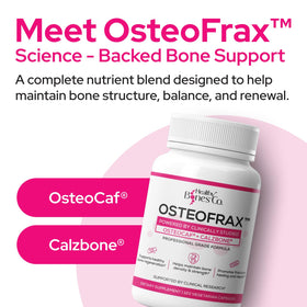 Healthy Bones Co. OsteoFrax™ comprimés sur une surface en bois