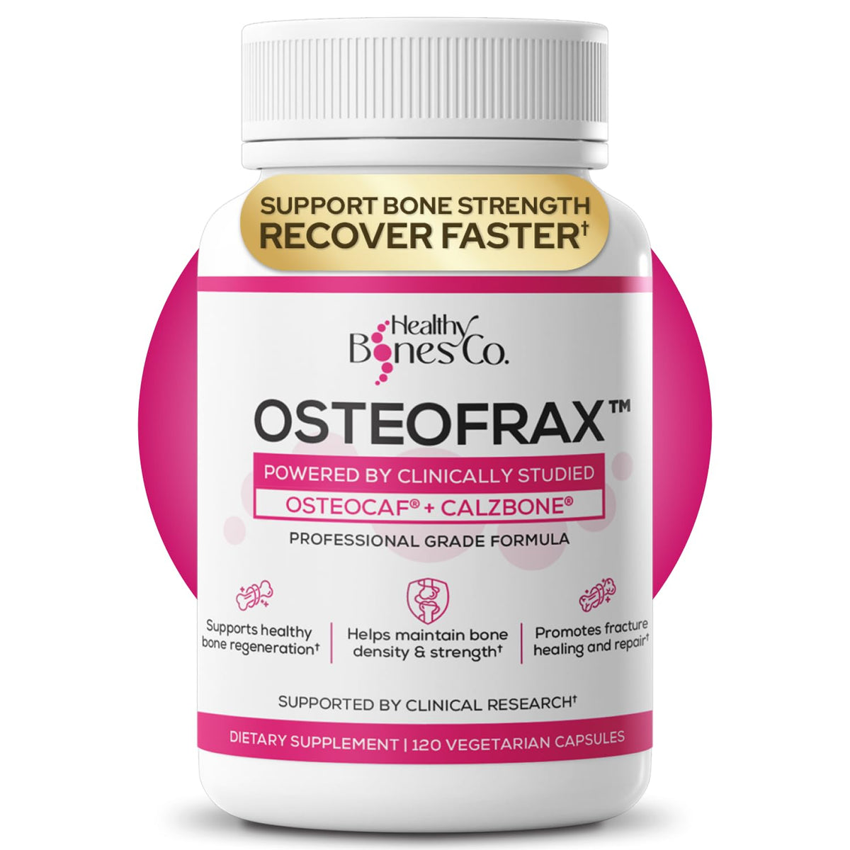 Healthy Bones Co. OsteoFrax™ flacon avant avec étiquette