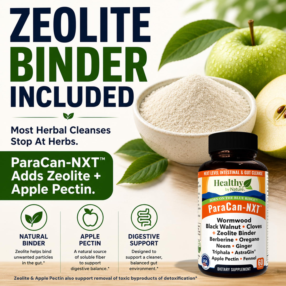 Healthy by Nature 12-en-1 Capsules sur une table en bois