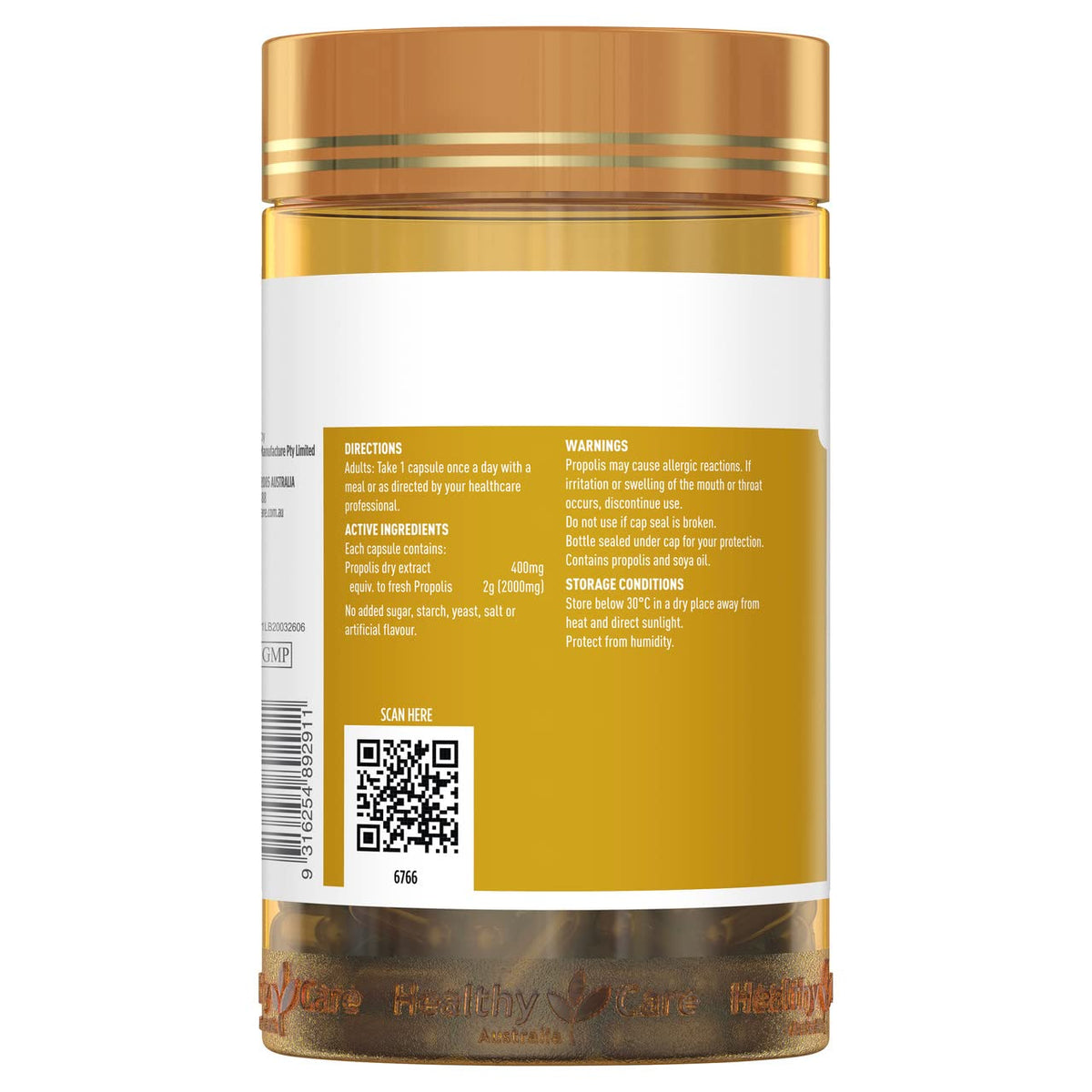 Healthy Care Propolis 2000 capsules - étiquette du produit