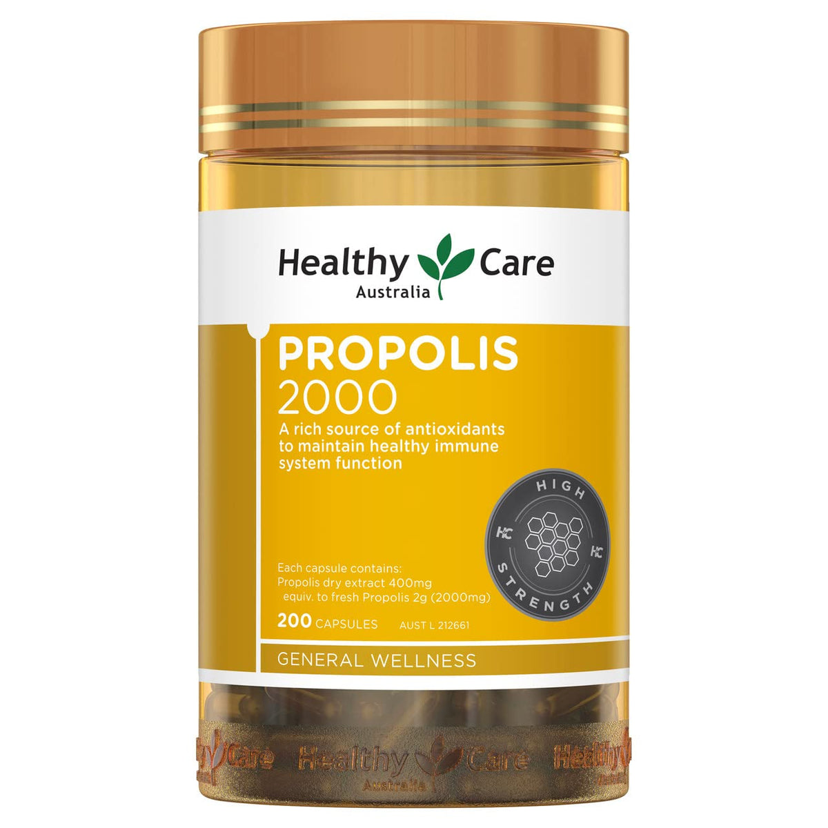 Healthy Care Propolis 2000 capsules - vue avant du flacon