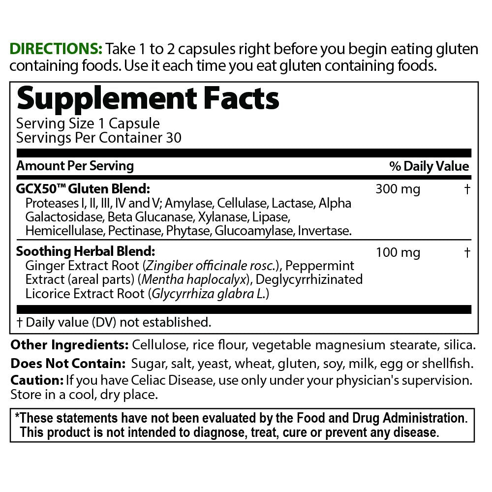 Healthy daily Gluten Cutter capsules side view