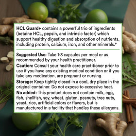 Healthy Gut HCL Guard sur une table en bois