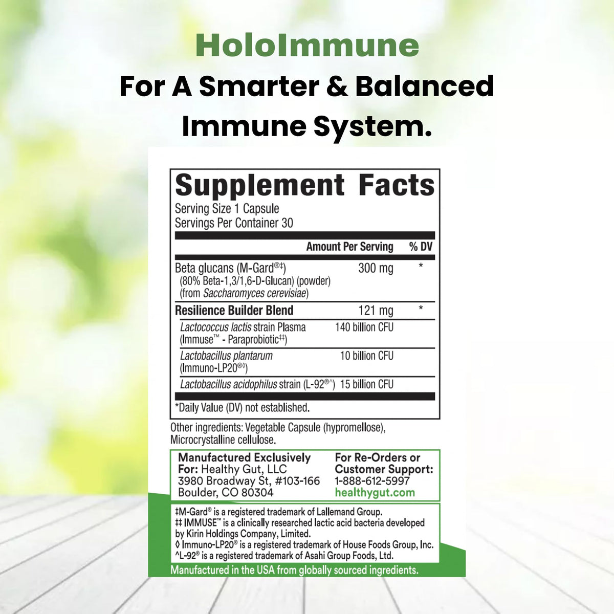 Healthy Gut HoloImmune, flacon ouvert avec poudre à l'intérieur