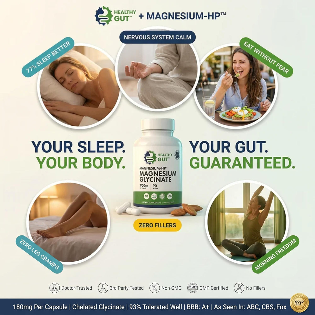 Healthy Gut Magnésium-HP avec un fond neutre