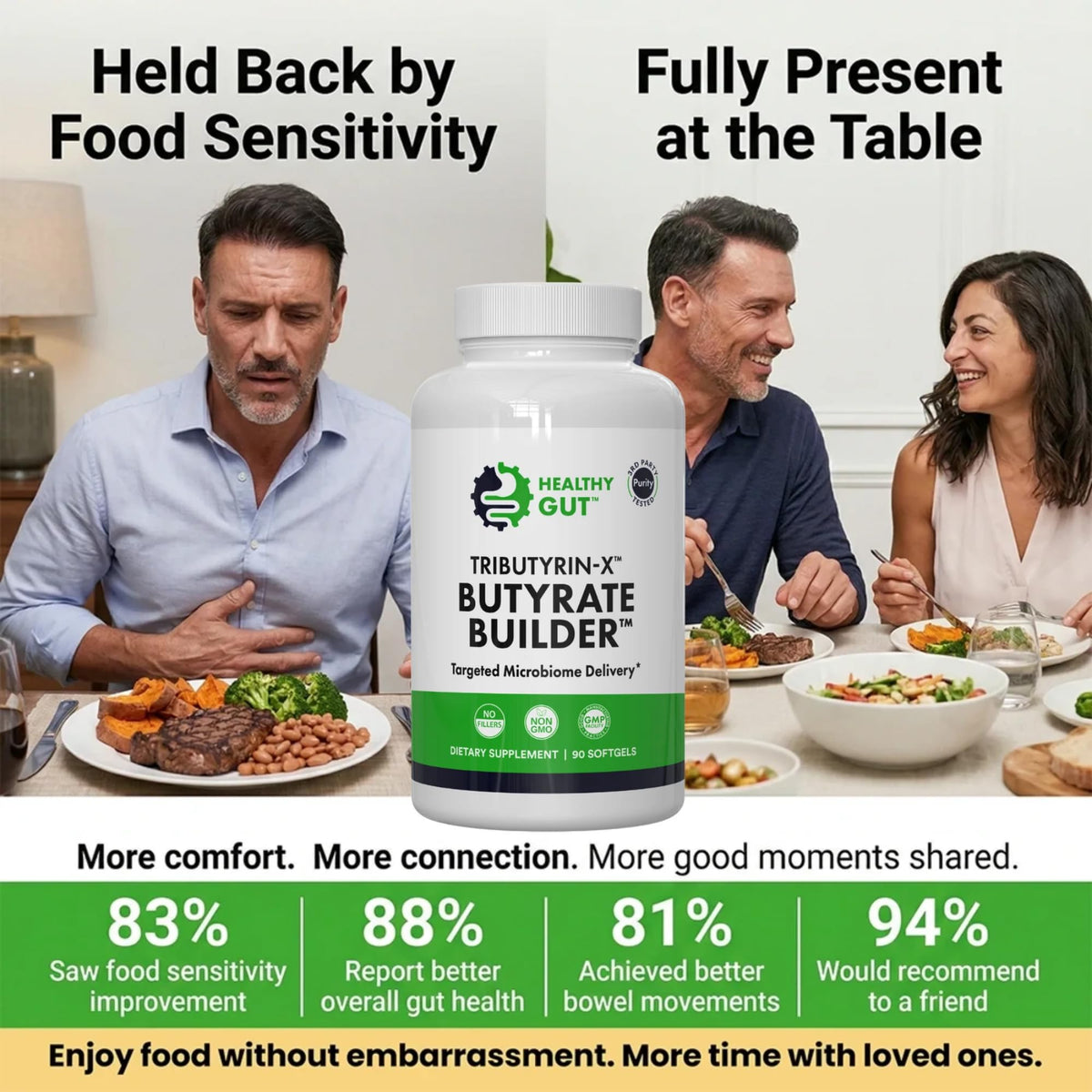 Healthy Gut Tributyrin-X capsules avec étiquette visible
