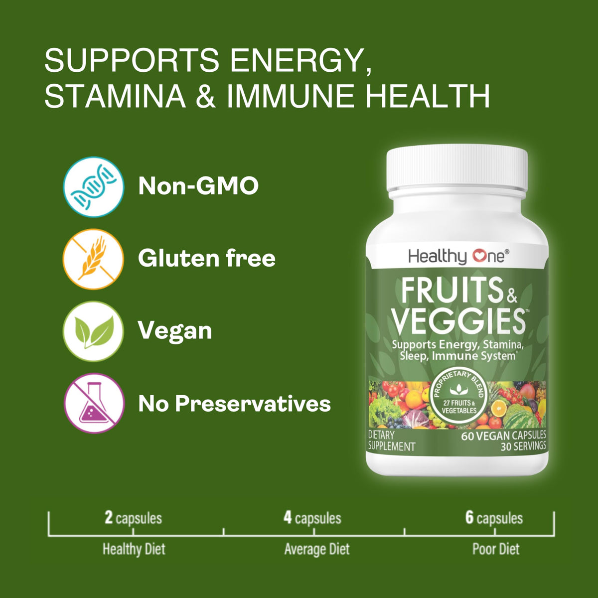 Healthy One Fruits & Veggies 27-en-1 Formule 60 Capsules en situation