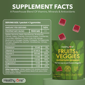 Healthy One Fruits & Veggies Gummy 27-en-1 gummies in a bowl