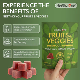Healthy One Fruits & Veggies Gummy 27-en-1 gummies in hand