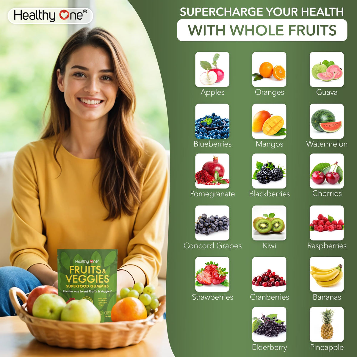Healthy One Fruits & Veggies Gummy 27-en-1 ingredients list