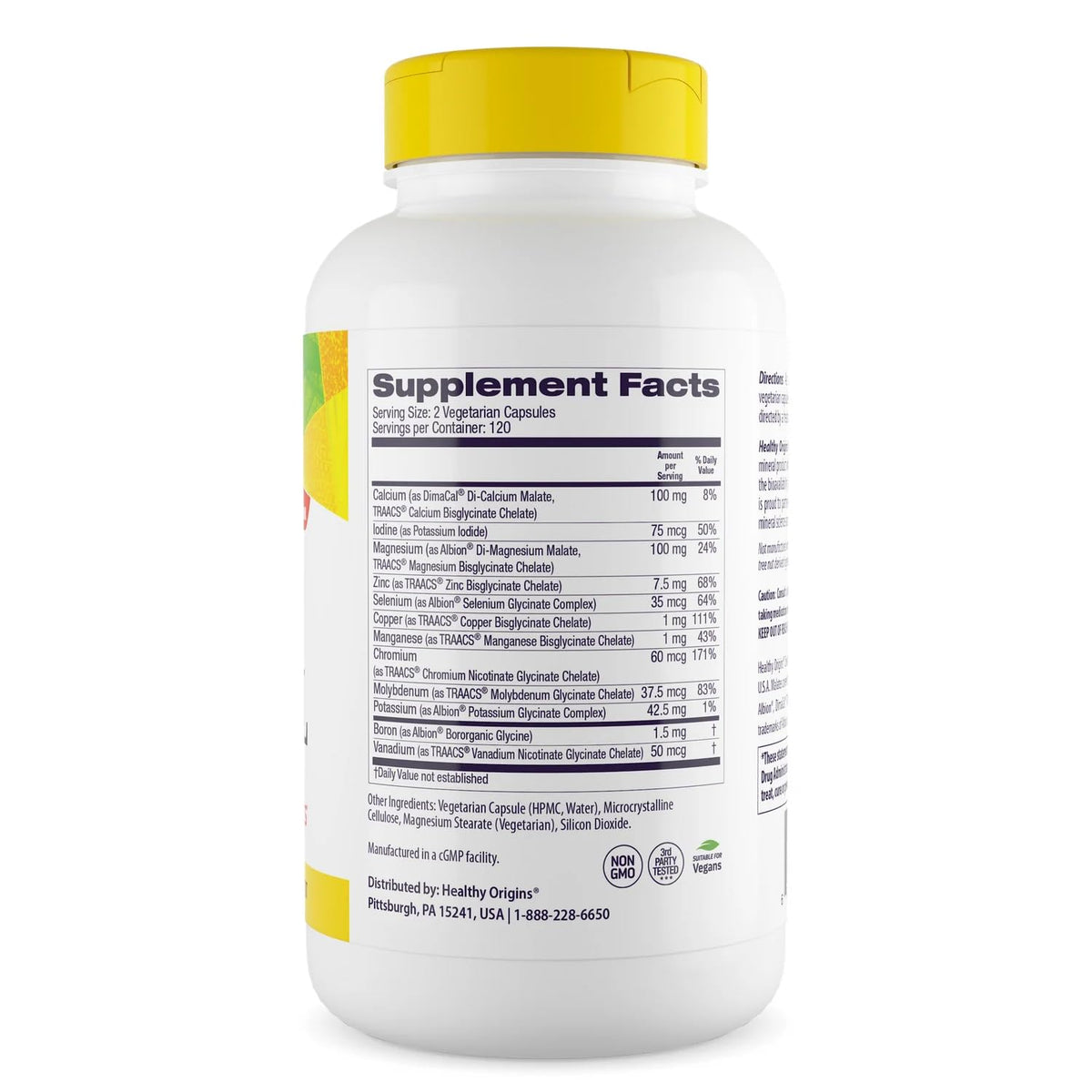 Healthy Origins Chelated Multi Mineral packaging side view