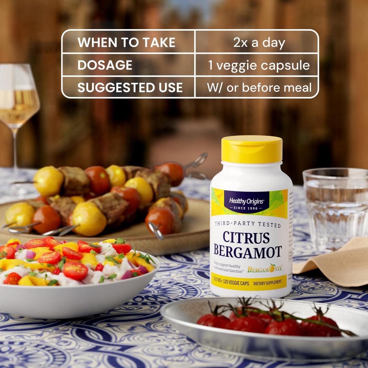 Healthy Origins Citrus Bergamot 500 mg gélules végétales ouvertes
