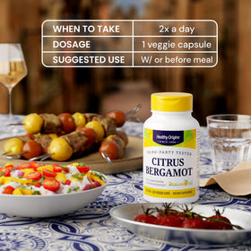 Healthy Origins Citrus Bergamot 500 mg gélules végétales ouvertes