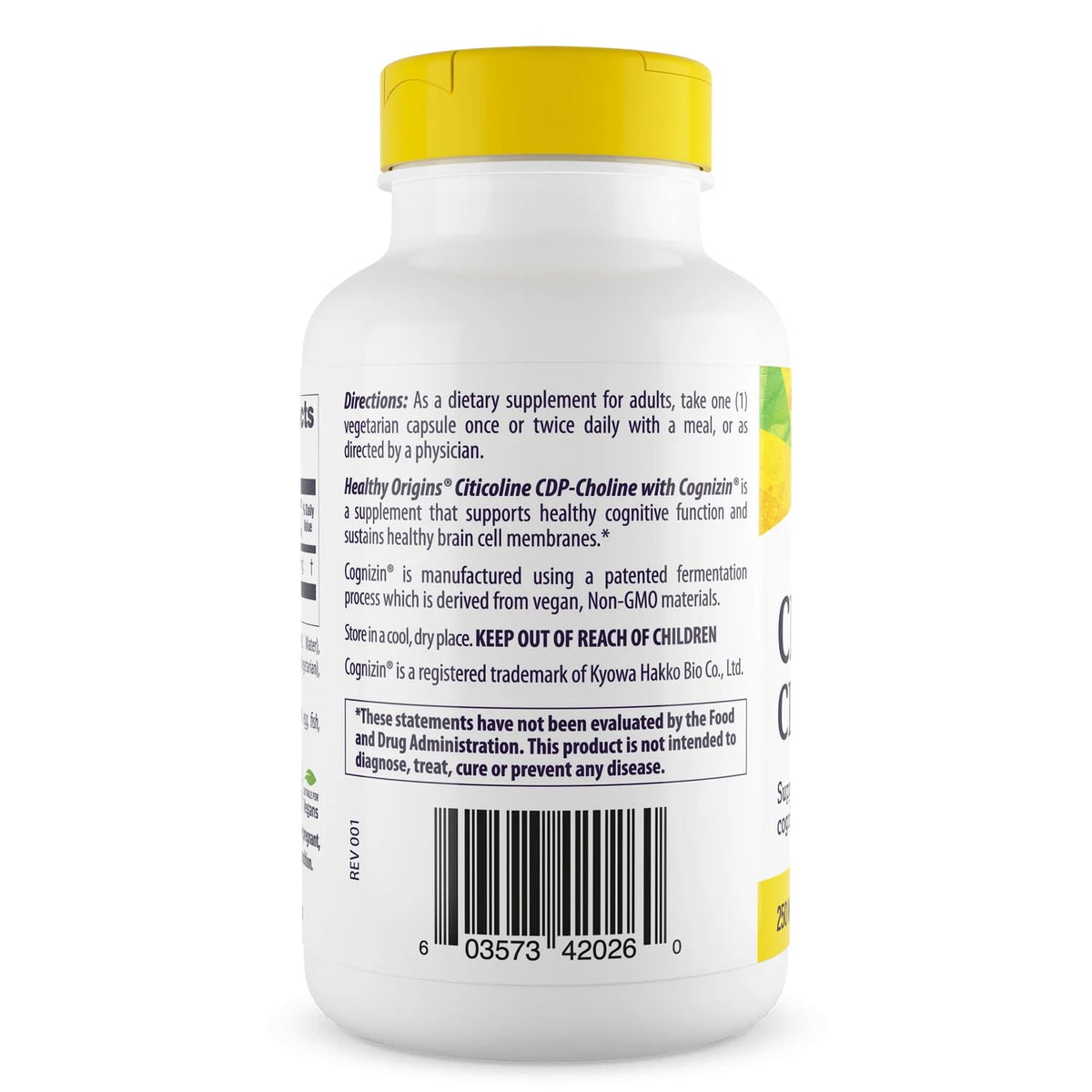 Healthy Origins Cognizin Citicoline 250 mg affichage des gélules