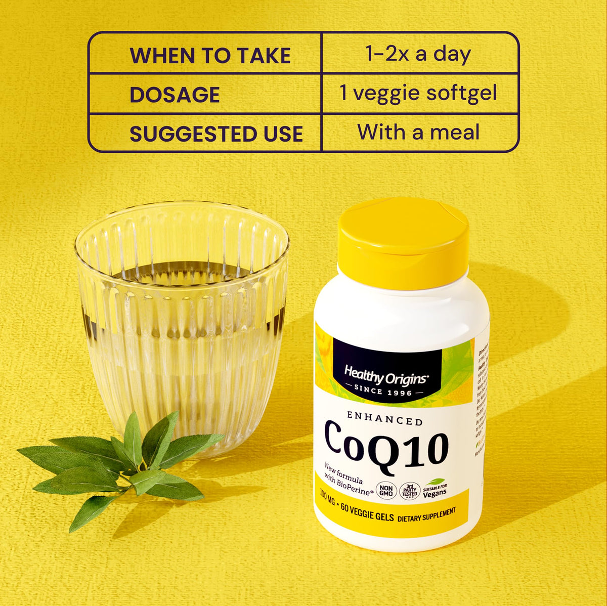 Healthy Origins CoQ10 100 mg BioPerine gélules ouvertes pour visualiser le contenu