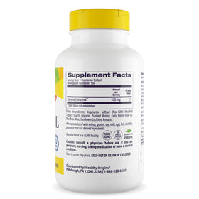 Healthy Origins CoQ10 100 mg Vegan Ubiquinol étiquette et informations
