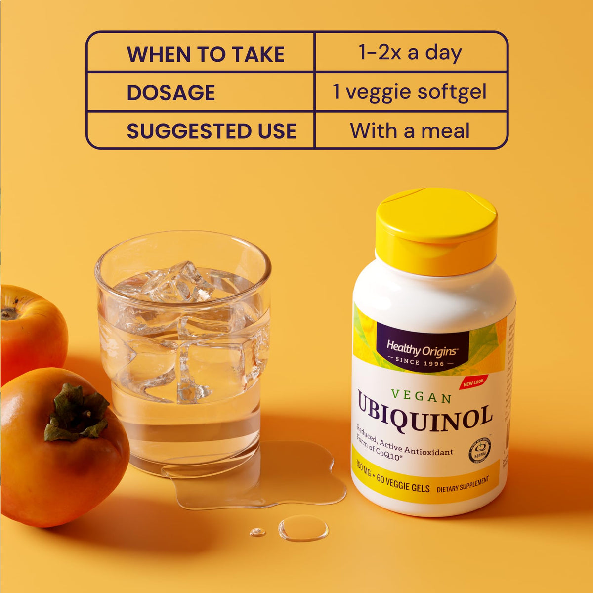 Healthy Origins CoQ10 Vegan Ubiquinol gélules avec bouteille