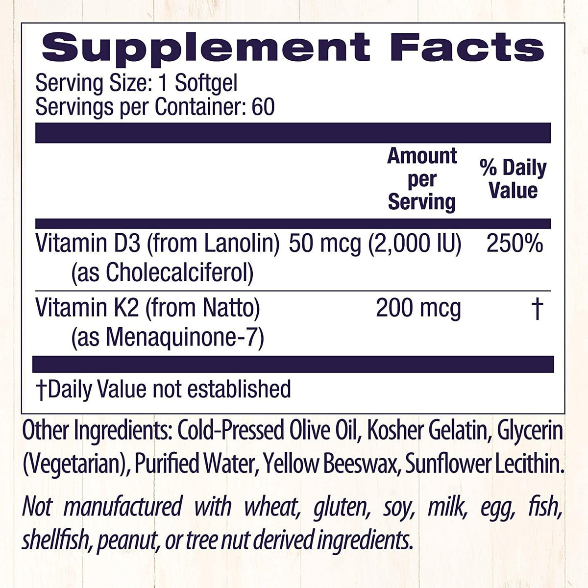 Healthy Origins D3 2000 IU et K2 200 mcg emballage