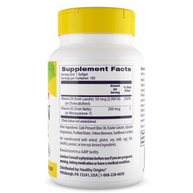 Healthy Origins D3 2000 IU et K2 200 mcg gélules arrière