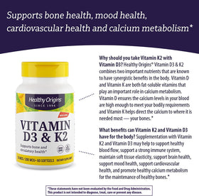 Healthy Origins D3 2000 IU et K2 200 mcg gélules avec repas